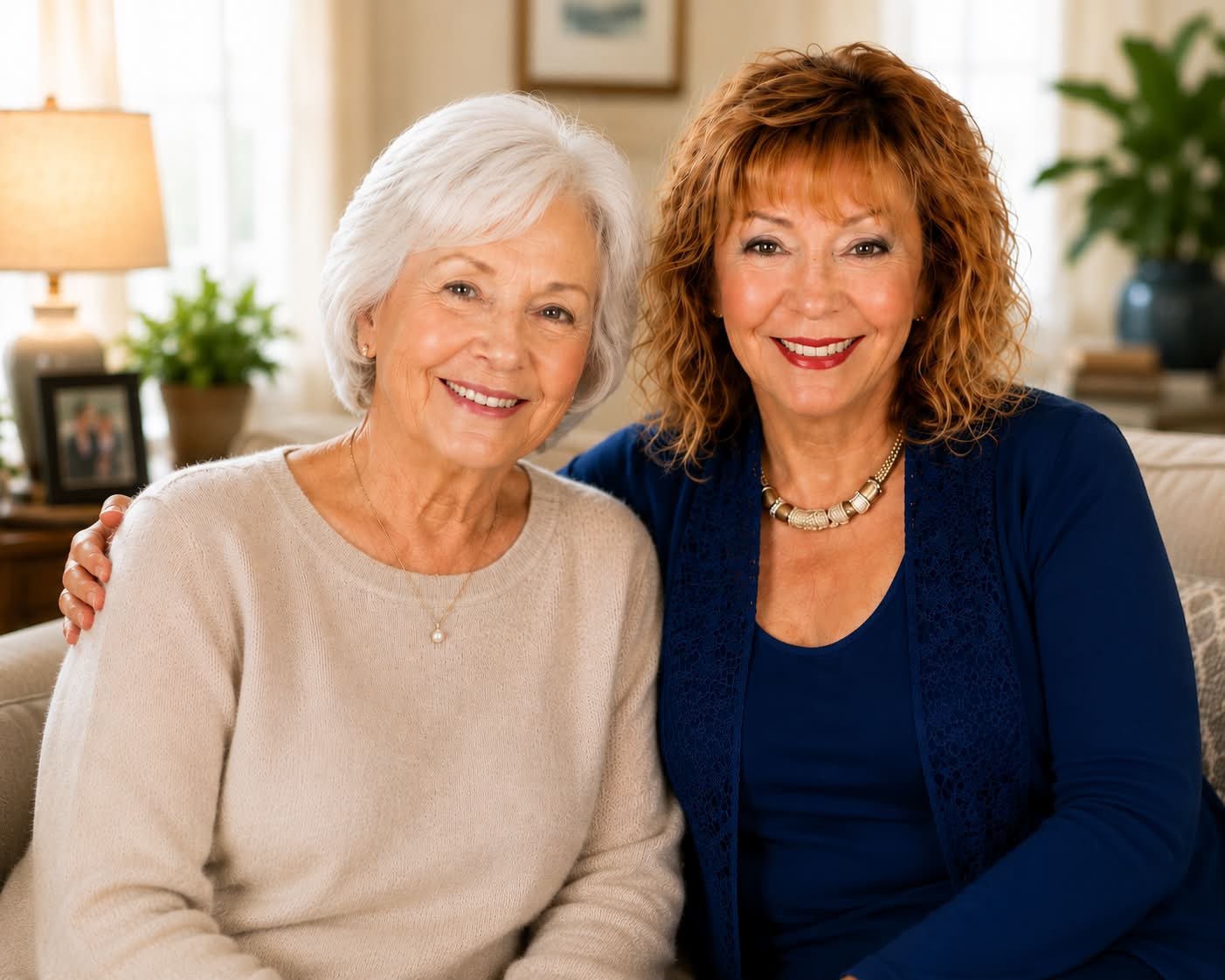 Paula Carlson with a senior woman in her home
