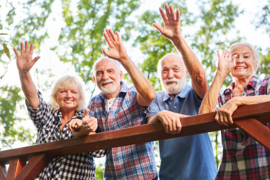 Senior friends enjoying time together outdoors